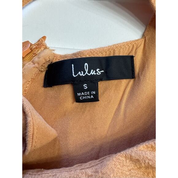 Lulus Feel the Sunshine Orange Linen Blend Tassel Mini Dress Size Small - Picture 3 of 6